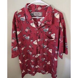 Palm Island Men's Casual Hawaiian Tropical Button Down Shirt Red Size XXL